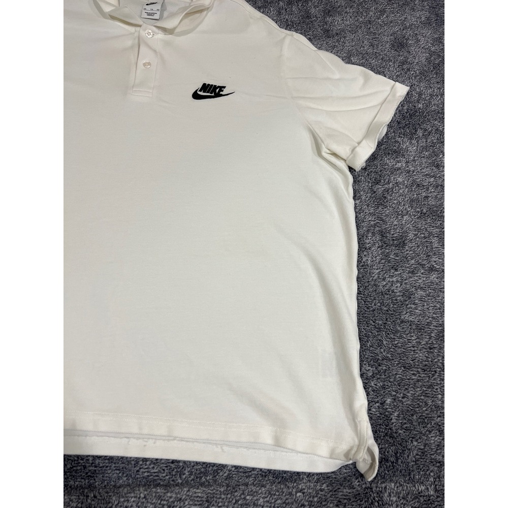 Nike Sportswear Mens XXL White Pique Polo Shirt Embroidered Logo Short Sleeve - Picture 8 of 14